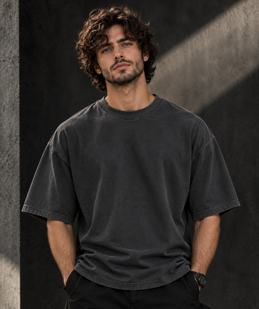 Premium Streetwear and Minimalist fashion: Oversized Tee-Smokey Grey