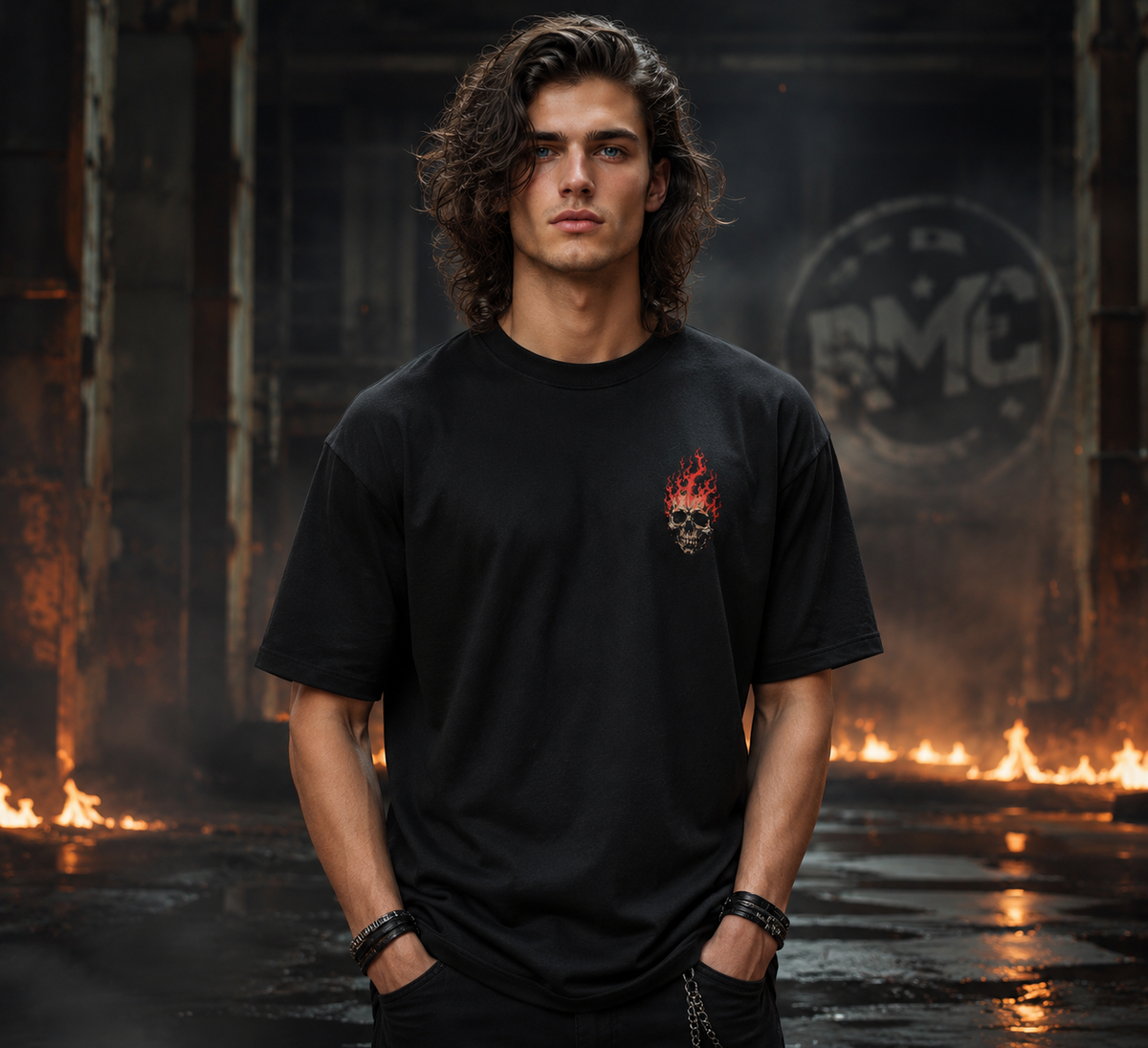Ghost Edition Oversized Drop Shoulder Tshirt-Black Colour