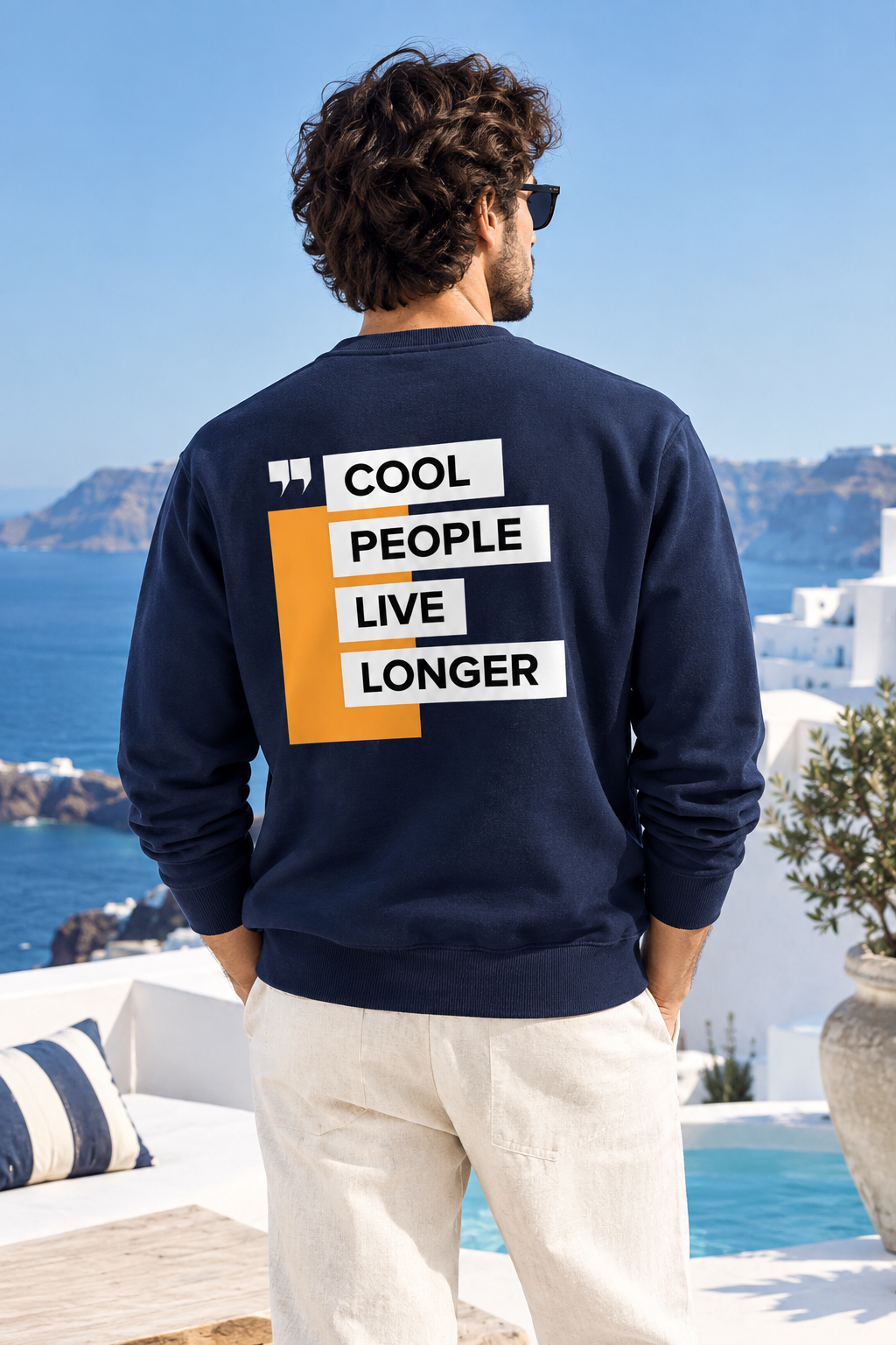COOL PEOPLE LIVE LONGER-NAVY BLUE SWEATSHIRT-300GSM