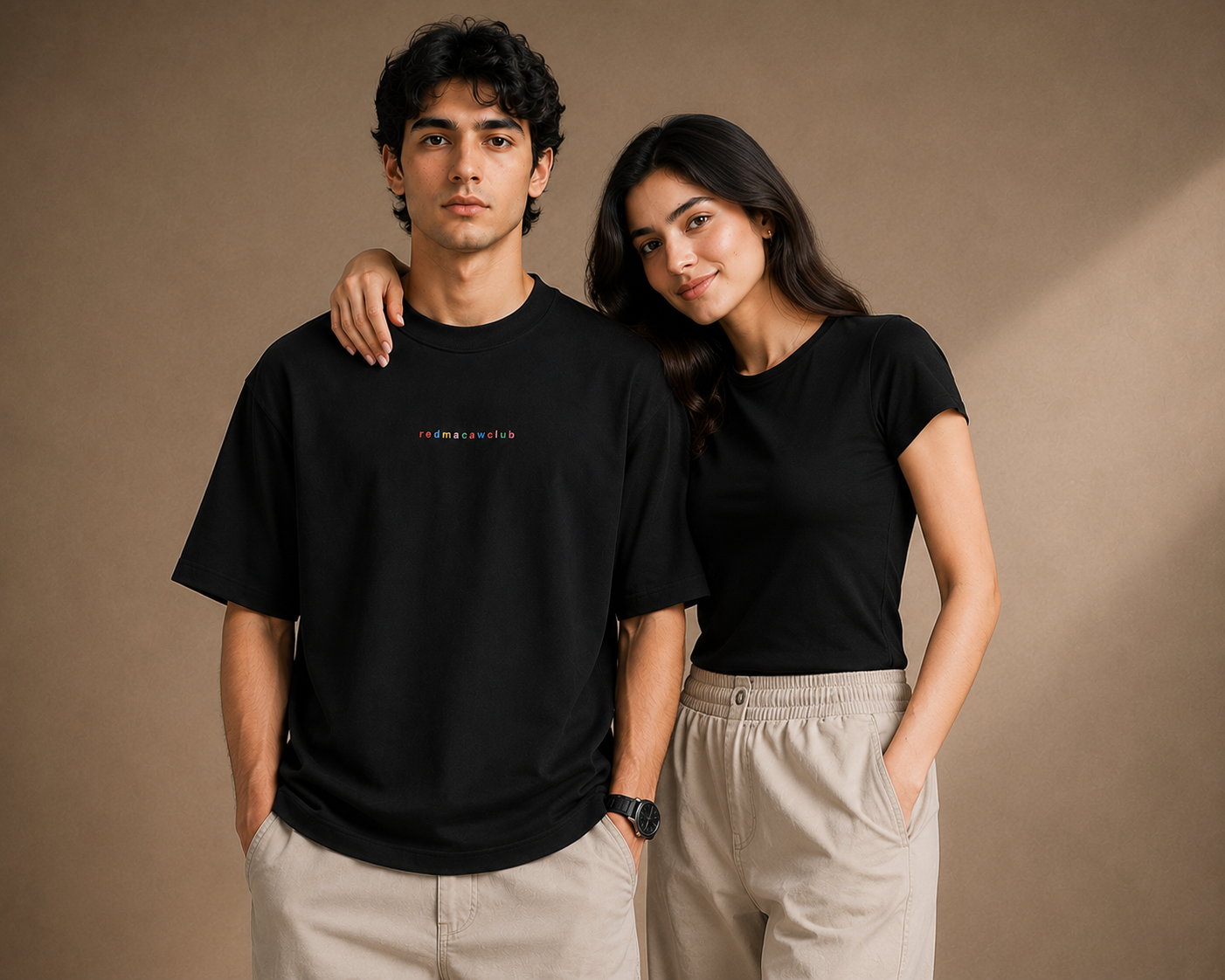 oversized drop-shoulder t-shirt-Black Colour
