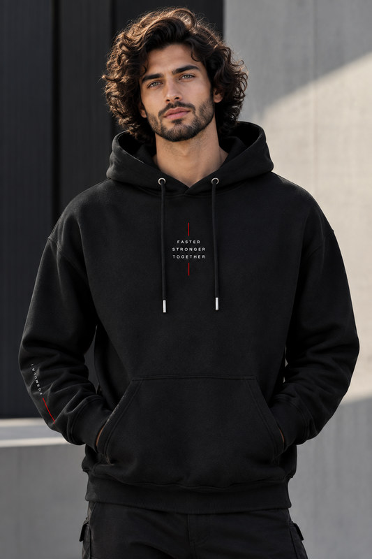 Faster Edition Pullover Black Hoodie-350 GSM