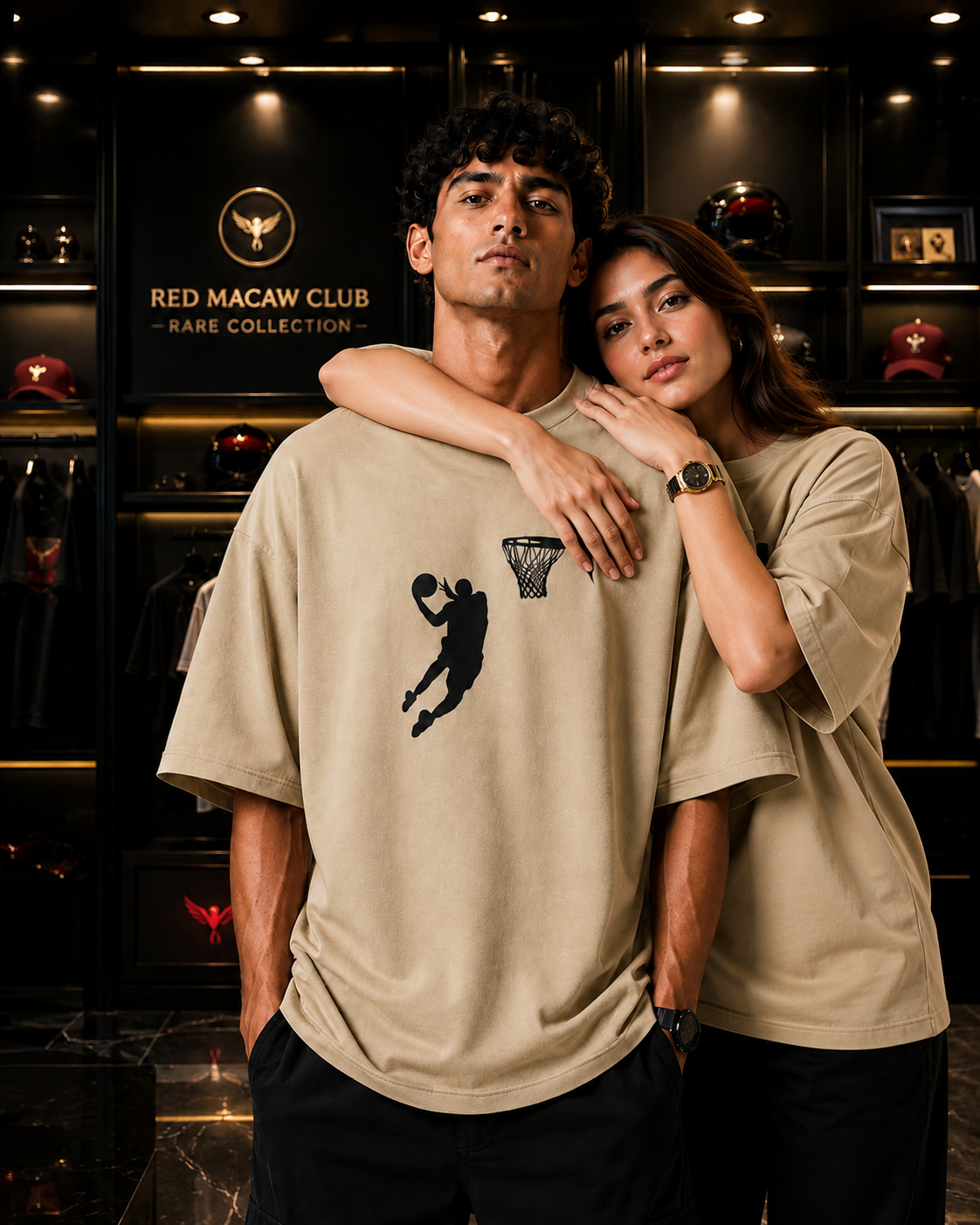 Rare Sports Edition Oversized Drop Shoulder-Beige Colour