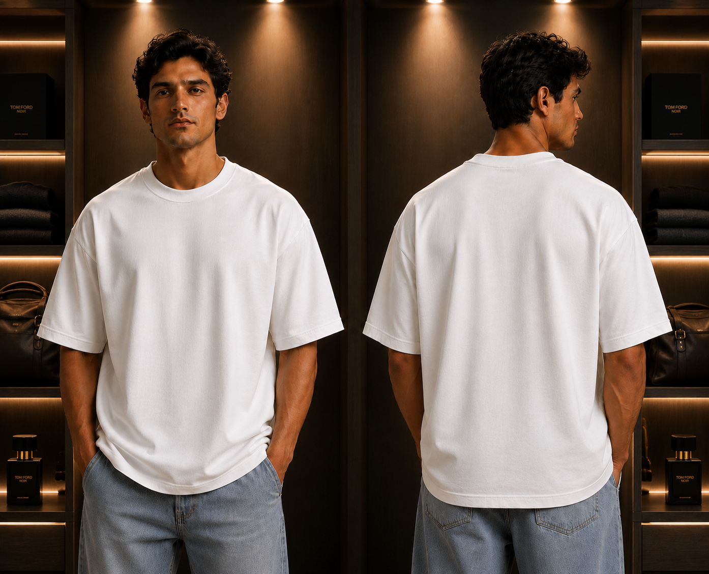 oversized dropped shoulder T-shirt with plain white colour