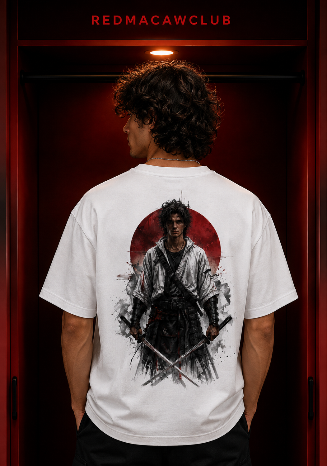 Sword Edition Oversized Streetwear Drop Shoulder Tshirt-White Colour