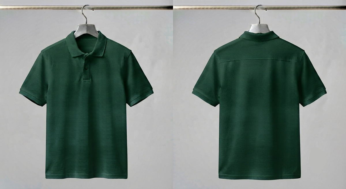 CLASSIC SOLID GREEN POLO TEE - 240 GSM FRENCH TERRY