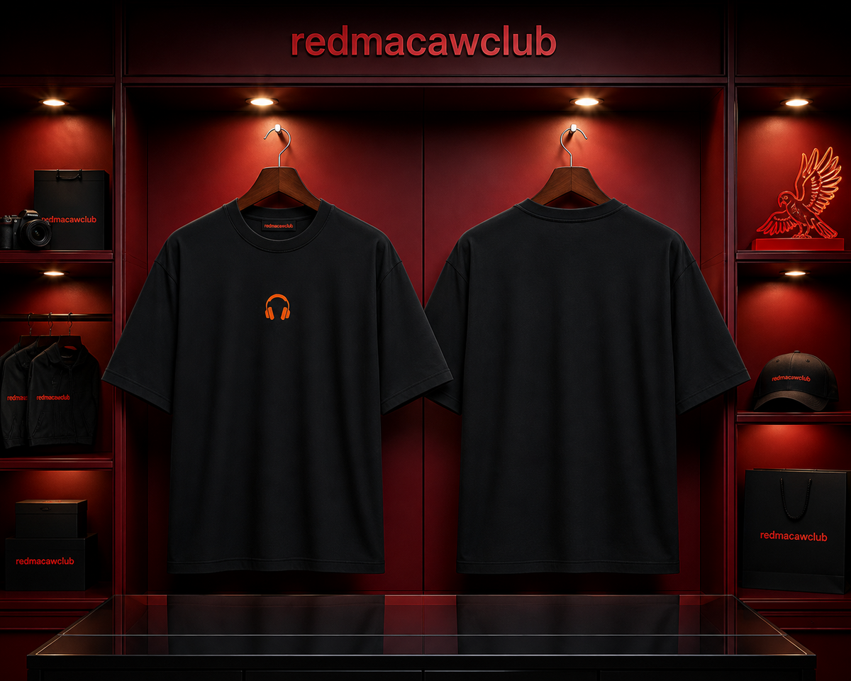 Headphone Edition Oversized Drop Shoulder Tshirt-Black Colour
