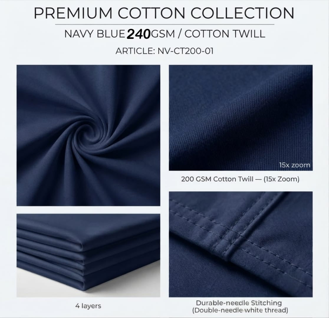 CLASSIC SOLID NAVI BLUE POLO TEE - 240 GSM FRENCH TERRY