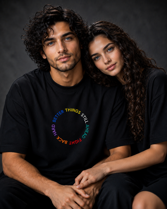 Fight Back-Oversized Drop Shoulder Streetwear-Black colour