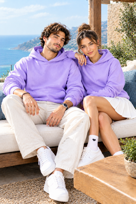MINIMALIST UNISEX LAVENDER HOODIE- 300 GSM FRENCH TERRY