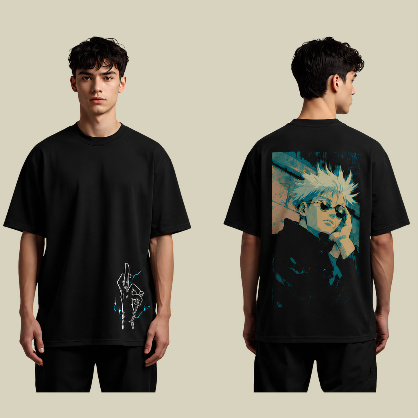 Black Oversized streetwear graphic t-shirt