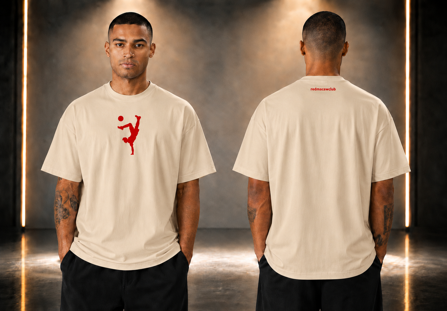 Oversized Drop Shoulder Streetwear T-shirt-Beige Colour