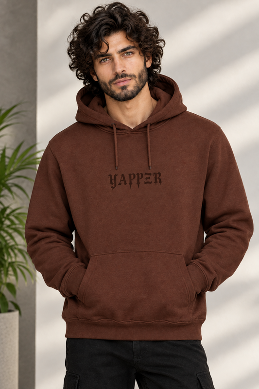 Yapper Unisex Coffee Brown Hoodie-350 GSM