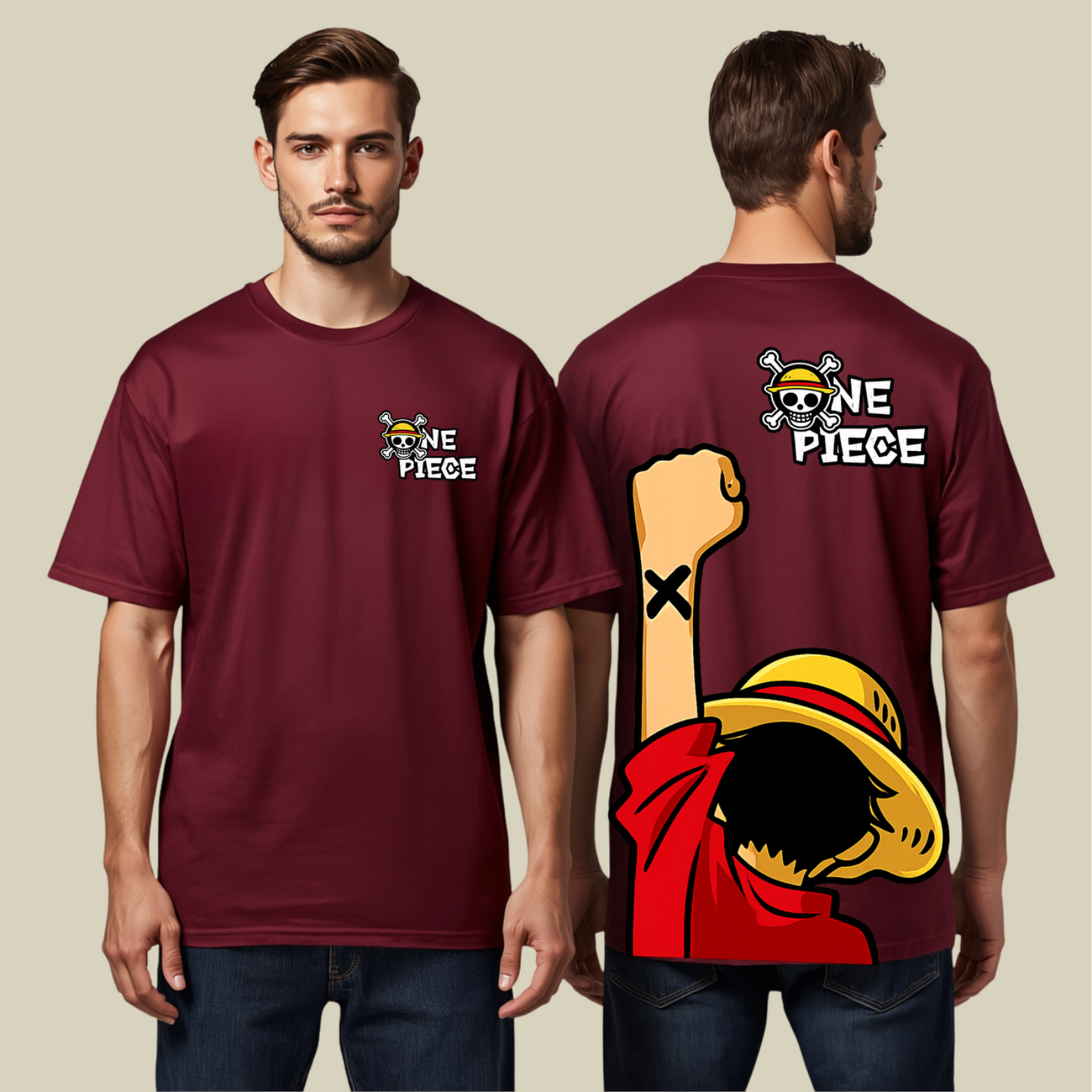 Maroon Oversized streetwear graphic t-shirt