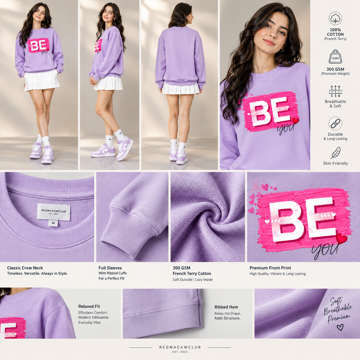 BE YOU - WOMENS SWEATSHIRT - 300 GSM