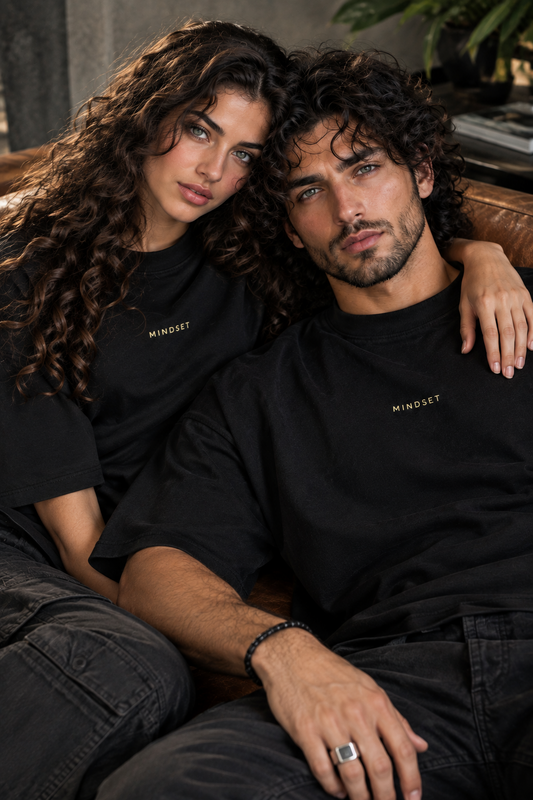 MINDSET - Oversized Drop Shoulder Black Tshirt