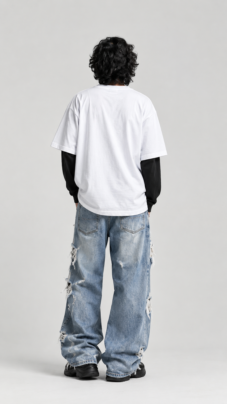 Y2K HIP HOP - OVERSIZED DROP SHOULDER WHITE TEE - 240 GSM FRENCH TERRY