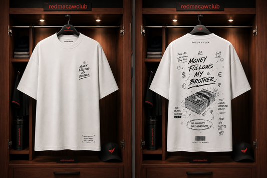 Money Follows My Brother-Oversized Drop Shoulder Streetwear-White Colour