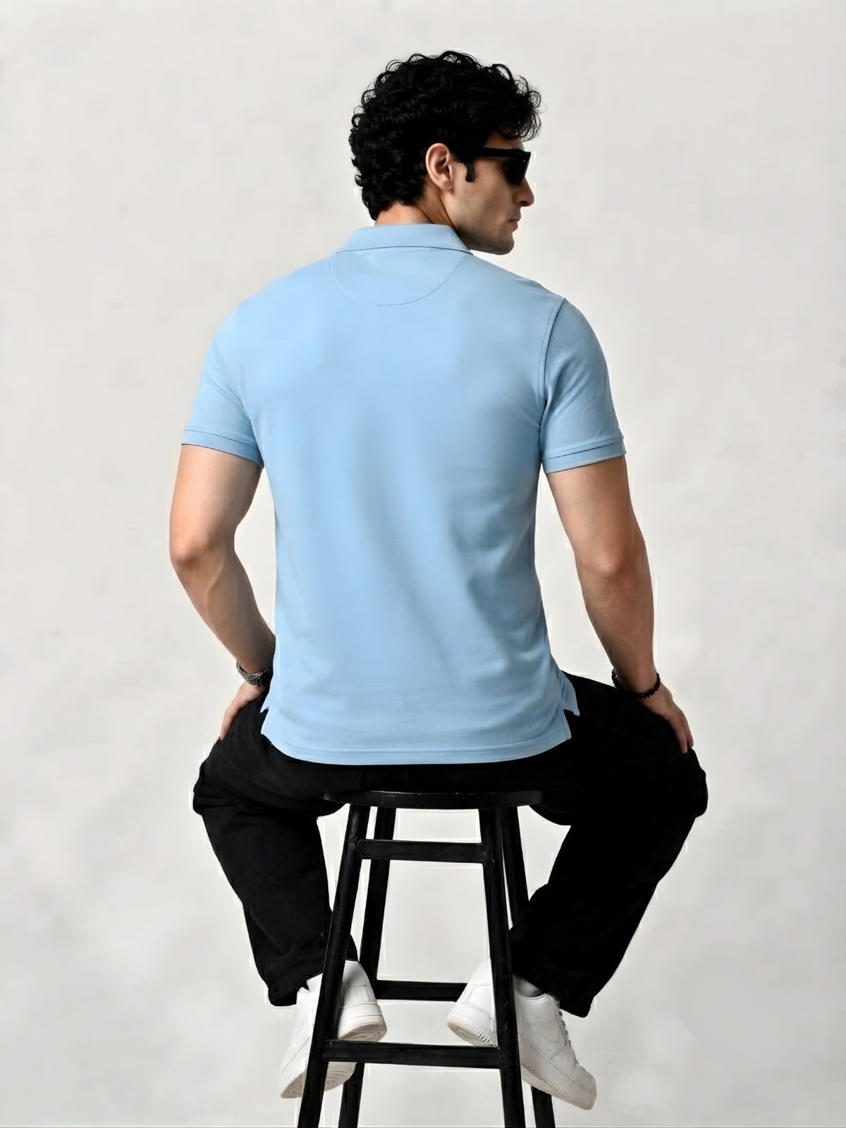 CLASSIC SOLID ICE BLUE POLO TEE- 240 GSM FRENCH TERRY