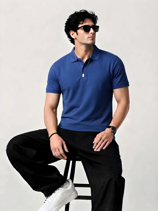 CLASSIC SOLID POLO ROYAL BLUE TEE - 240 GSM FRENCH TERRY