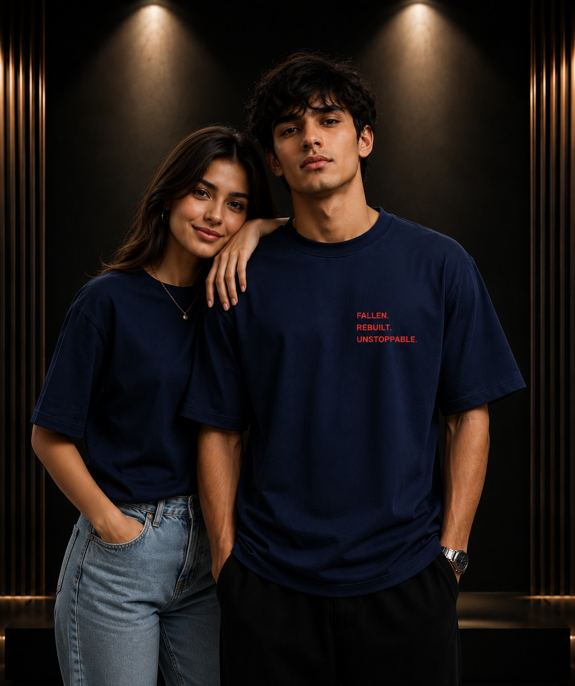 Signature oversized drop shoulder Tee-Navy Blue