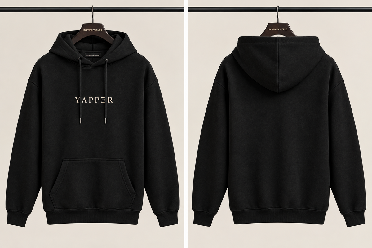YAPPER UNISEX BLACK HOODIE-350 GSM