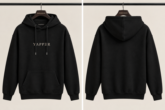YAPPER UNISEX BLACK HOODIE-350 GSM