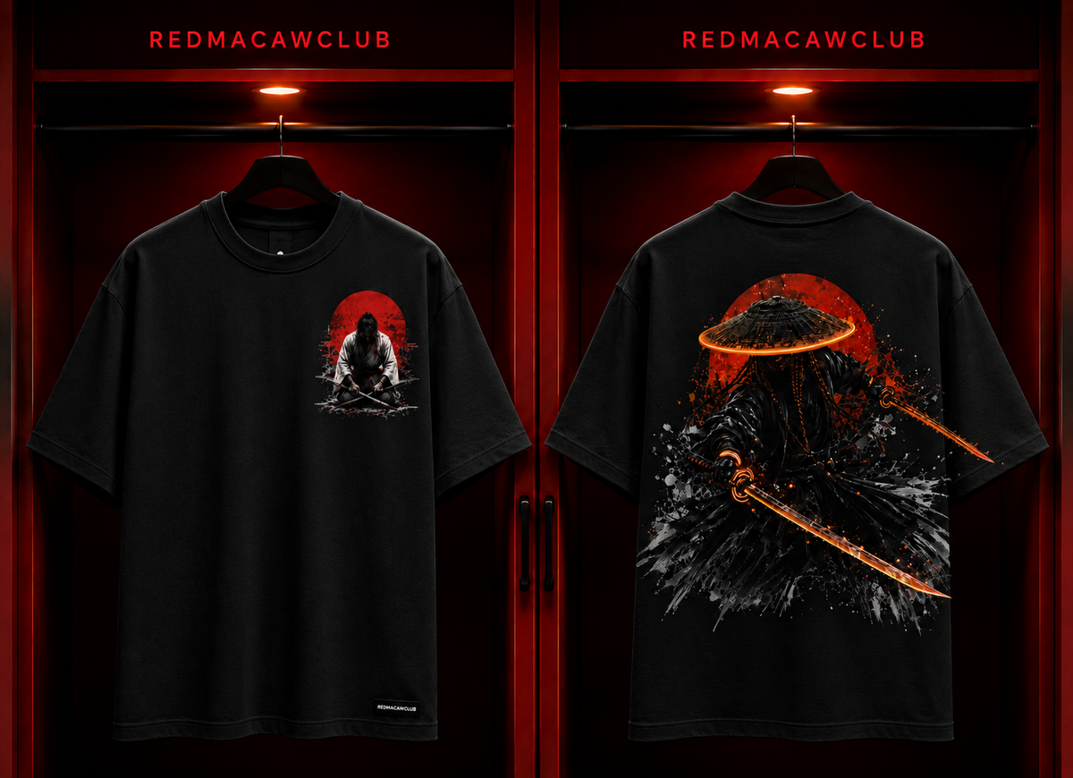 Samurai Sword-Overzised Drop Shoulder Tshirt-Black Colour