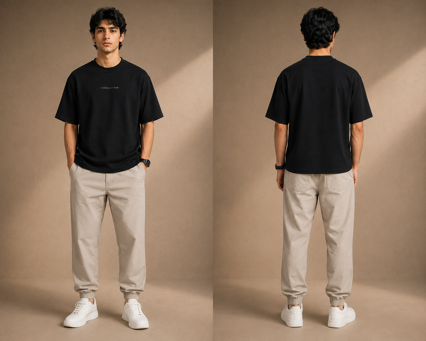 oversized drop-shoulder t-shirt-Black Colour