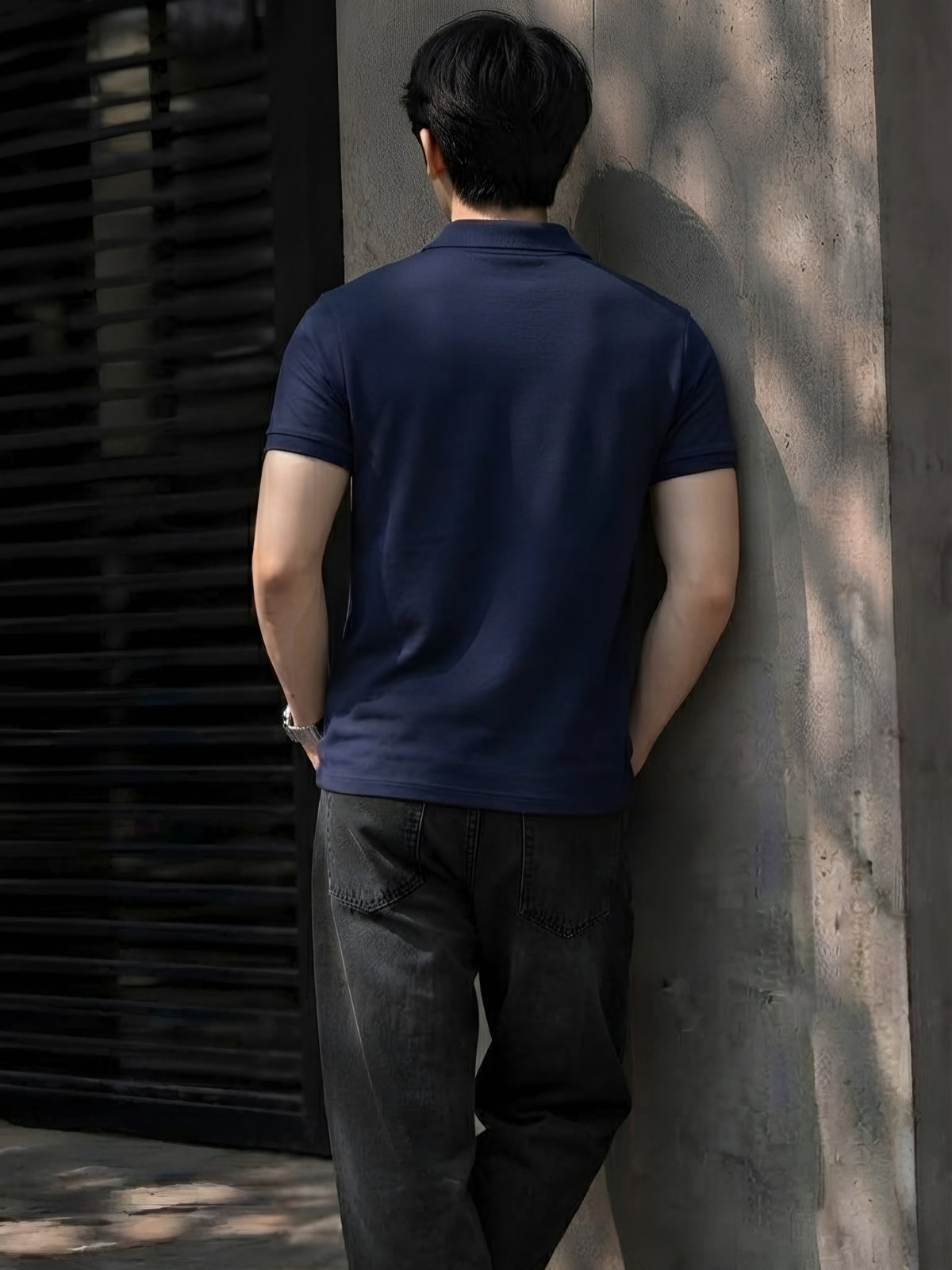 CLASSIC SOLID NAVI BLUE POLO TEE - 240 GSM FRENCH TERRY