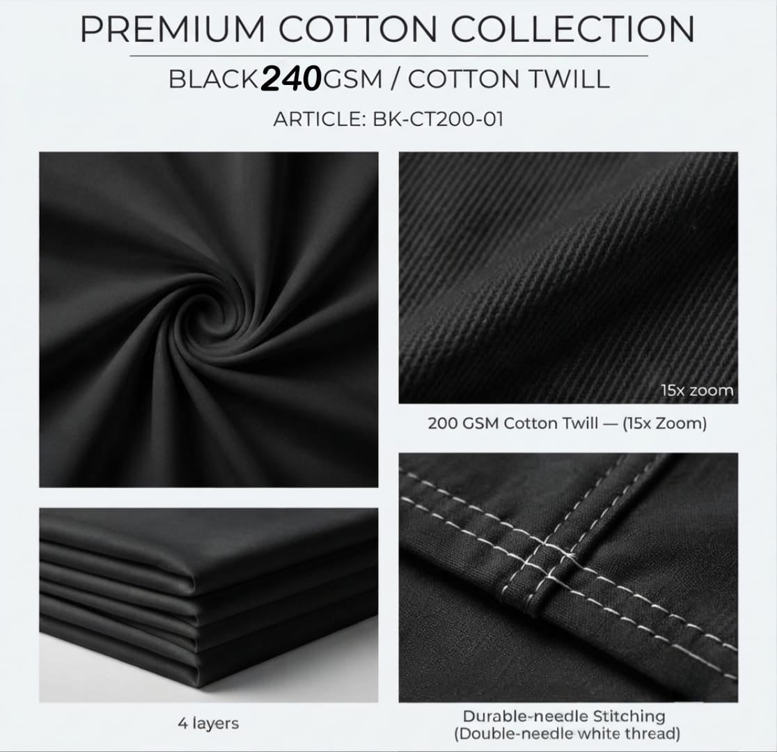 CLASSIC SOLID BLACK POLO TEE - 240 GSM FRENCH TERRY