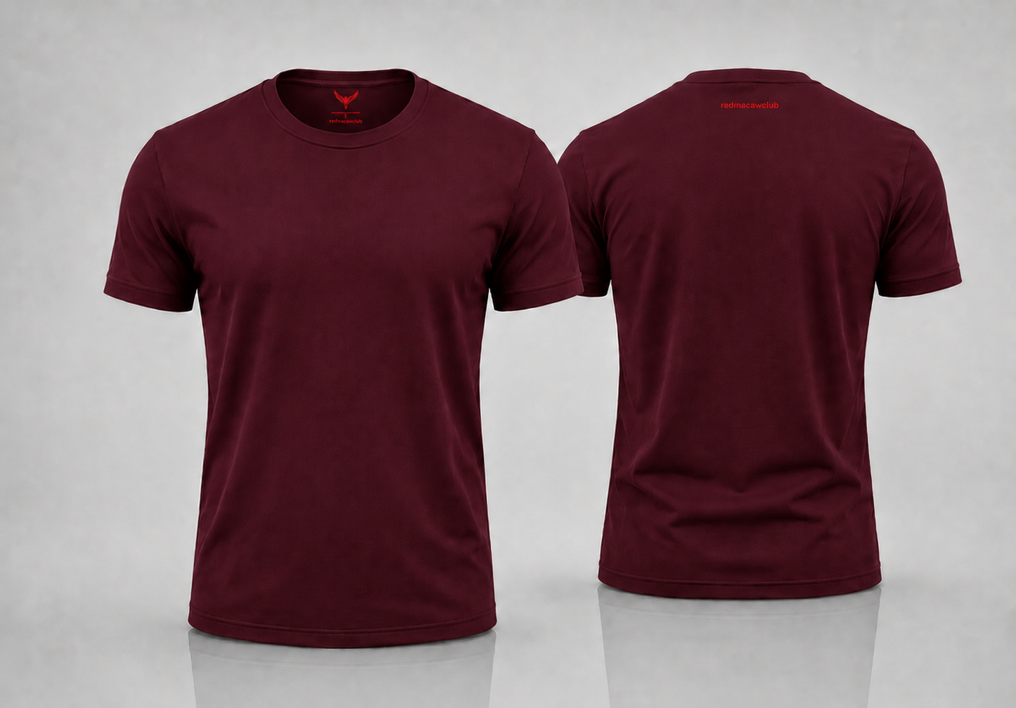 Crew Neck Short-Sleeve T-shirt - Wine Colour