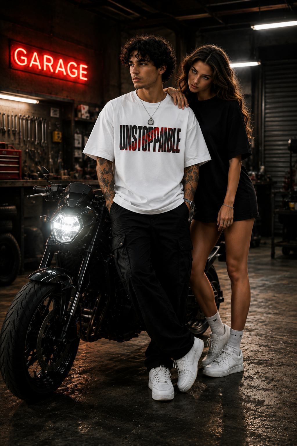 UNSTOPPABLE Oversized Drop Shoulder Tshirt-White colour