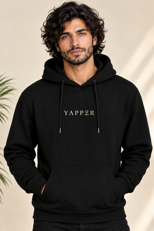 YAPPER UNISEX BLACK HOODIE-350 GSM