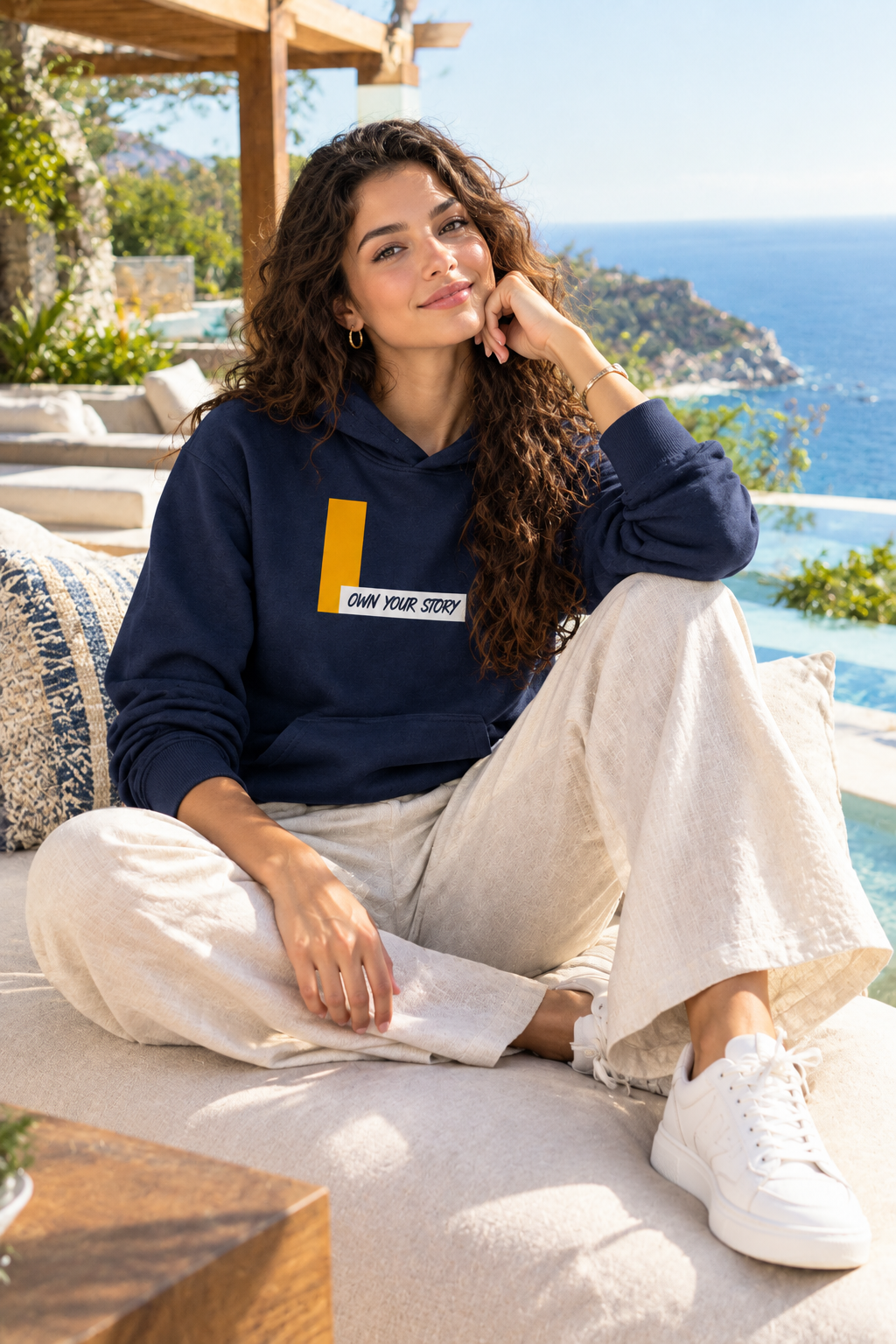 OWN YOUR STORY - UNISEX NAVY BLUE HOODIE - 300 GSM