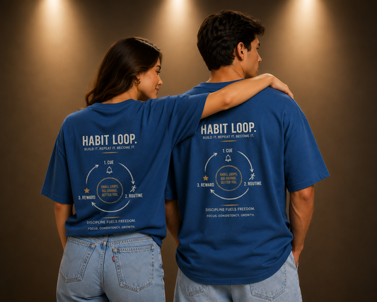Oversized Drop Shoulder Streetwear T-shirt-Blue Colour