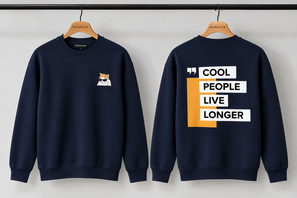 COOL PEOPLE LIVE LONGER-NAVY BLUE SWEATSHIRT-300GSM