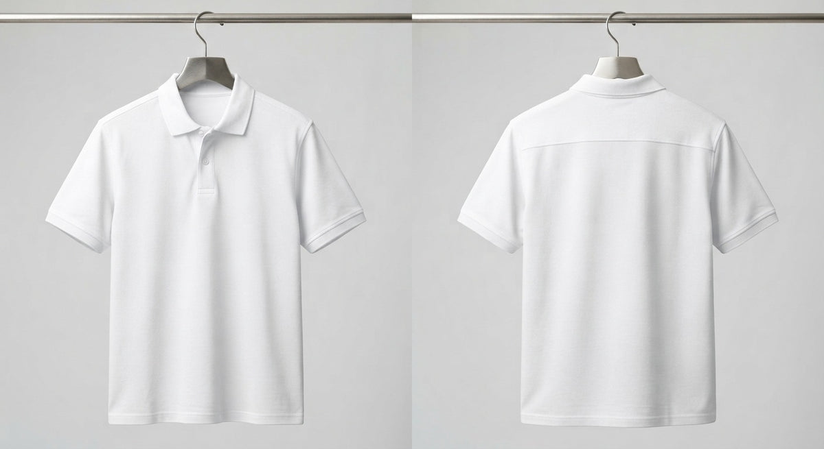 CLASSIC SOLID WHITE POLO TEE - 240 GSM FRENCH TERRY