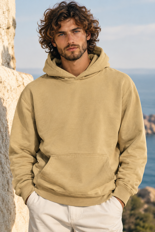 Minimalist Unisex beige hoodie-350 GSM
