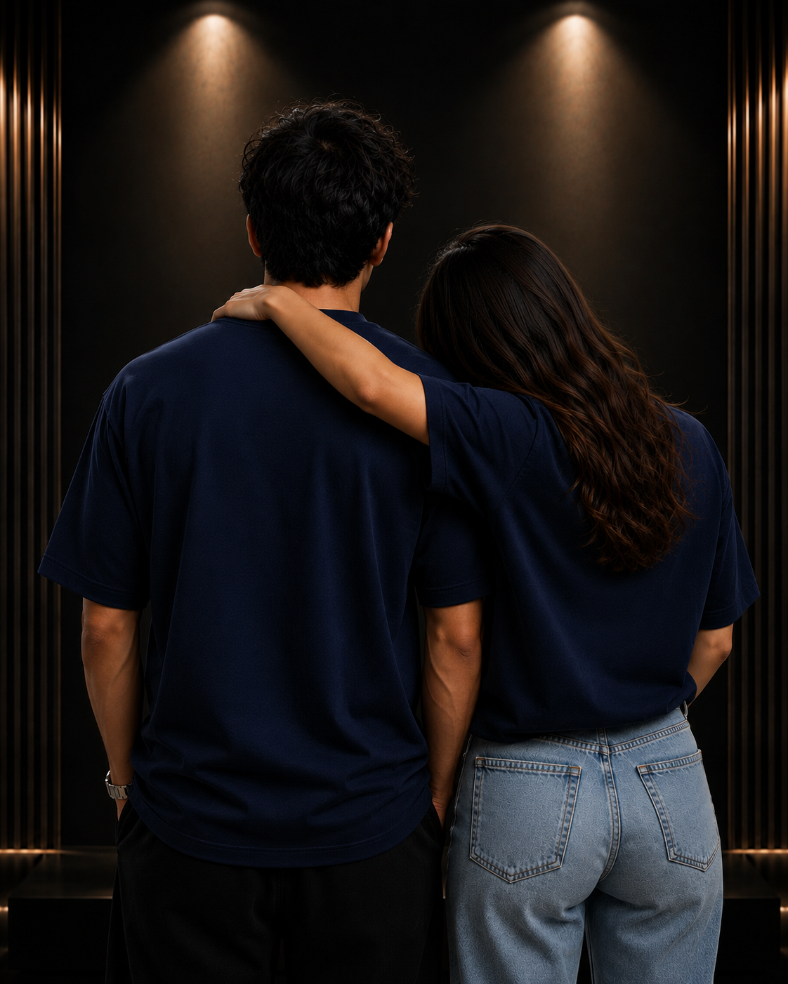 Signature oversized drop shoulder Tee-Navy Blue