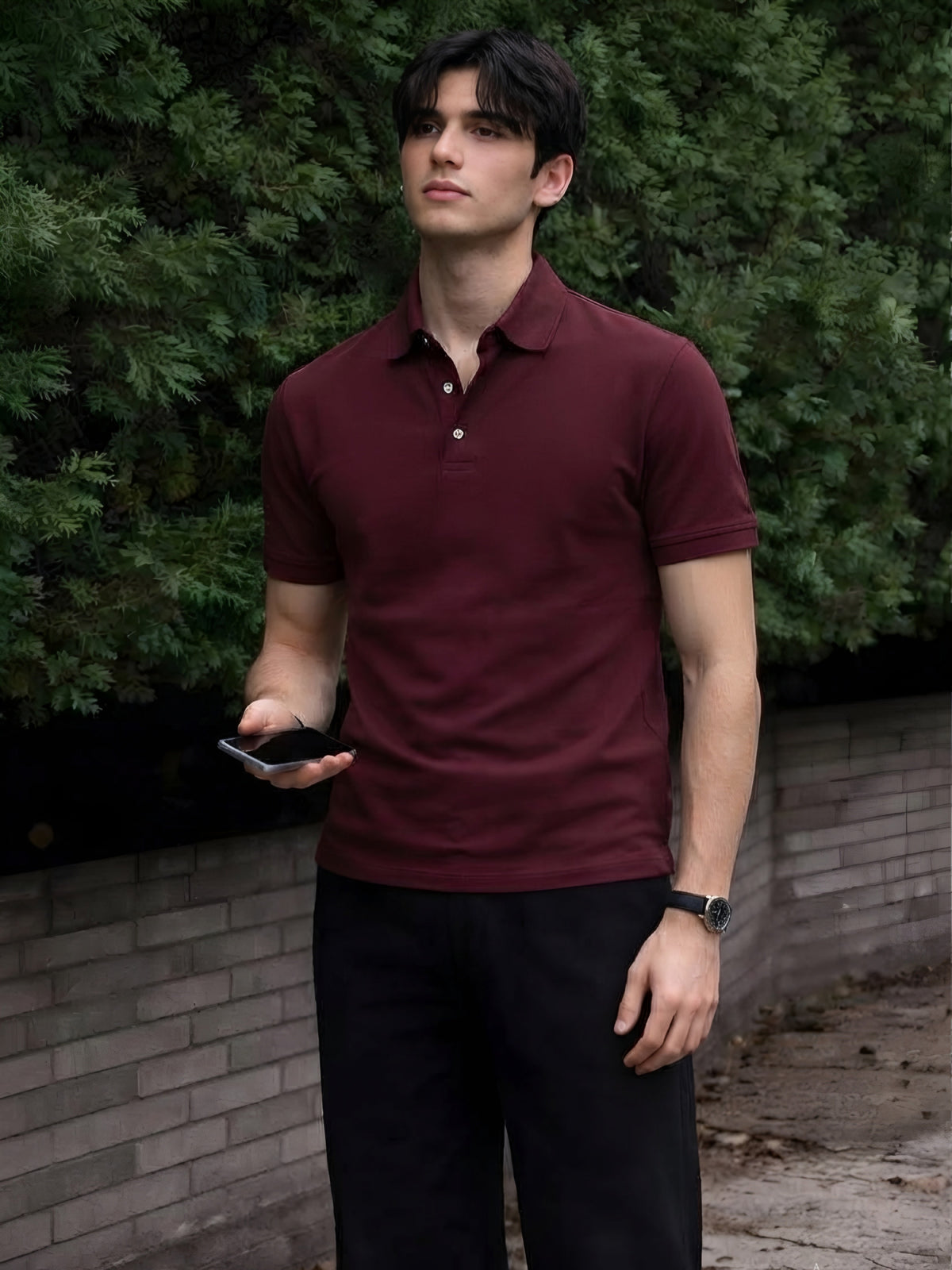 CLASSIC SOLID MAROON POLO TEE - 240 GSM FRENCH TERRY