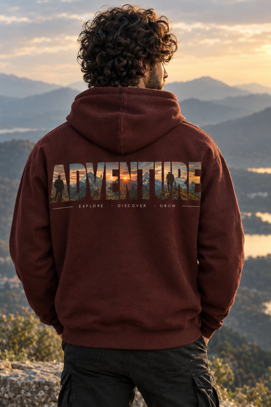 Adventure Unisex Pullover Hoodie-Coffee Brown -350 GSM