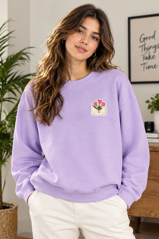 TULIP ENVOLOP LOVE - WOMENS LAVENDER HOODIE- 300 GSM FRENCH TERRY