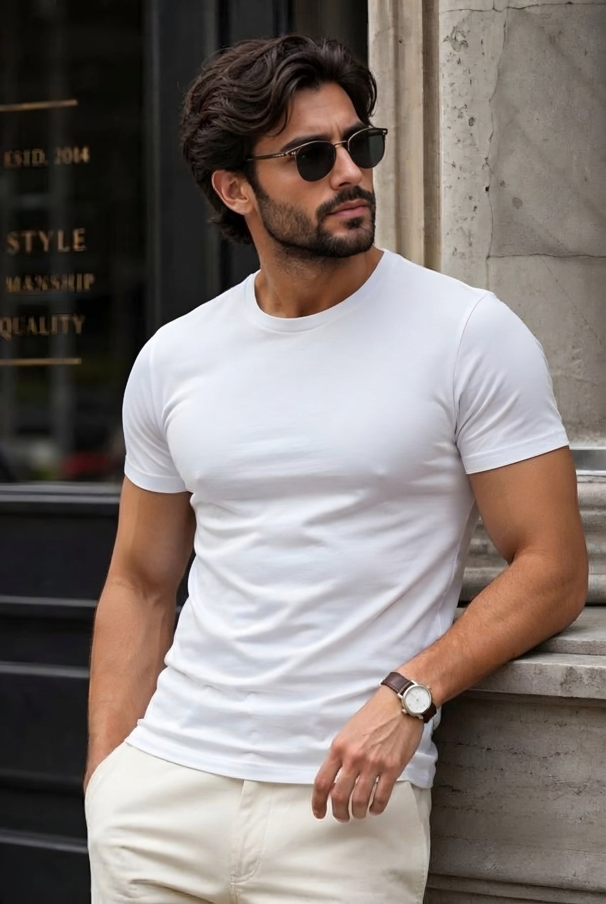 MINIMALIST REGULAR SLIM FIT WHITE TEE- FRENCH TERRY 240 GSM