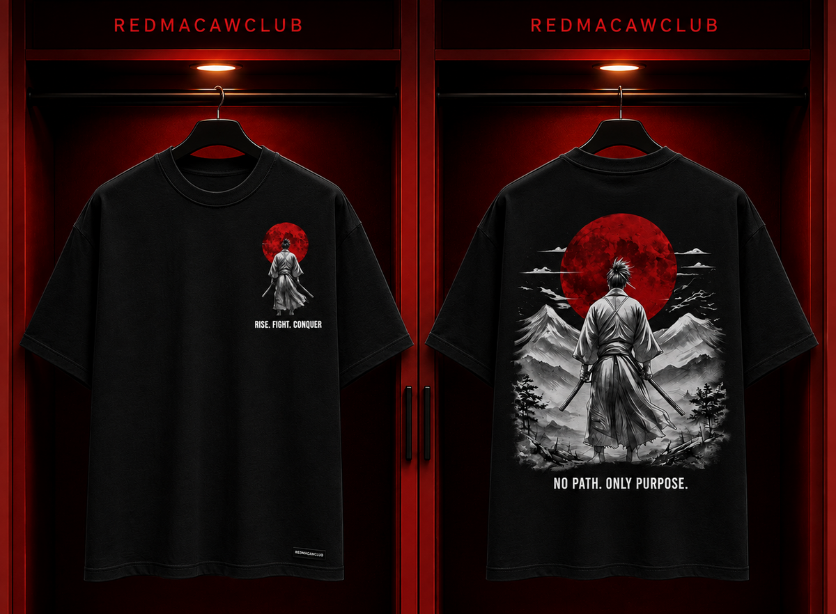 Samurai Warrior-Oversized Drop Shoulder Tshirt-Black Colour