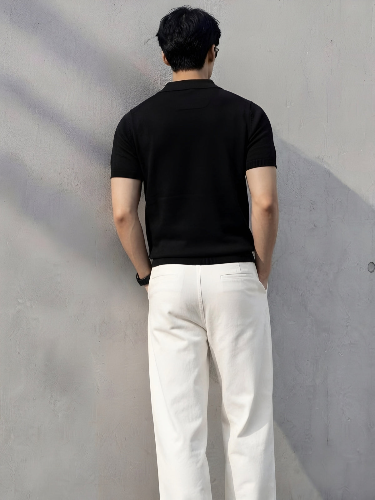 CLASSIC SOLID BLACK POLO TEE - 240 GSM FRENCH TERRY