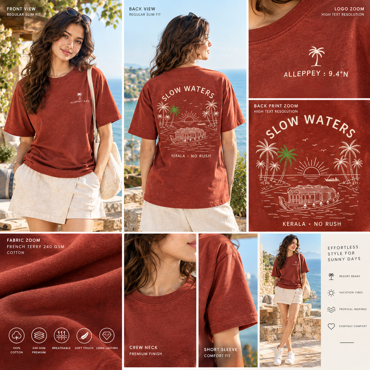 ALLEPPEY- UNISEX REGULAR SLIM FIT- COTTON TEE
