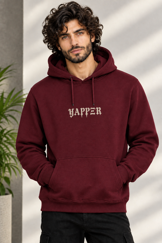 YAPPER UNISEX MAROON HOODIE - 300 GSM FRENCH TERRY