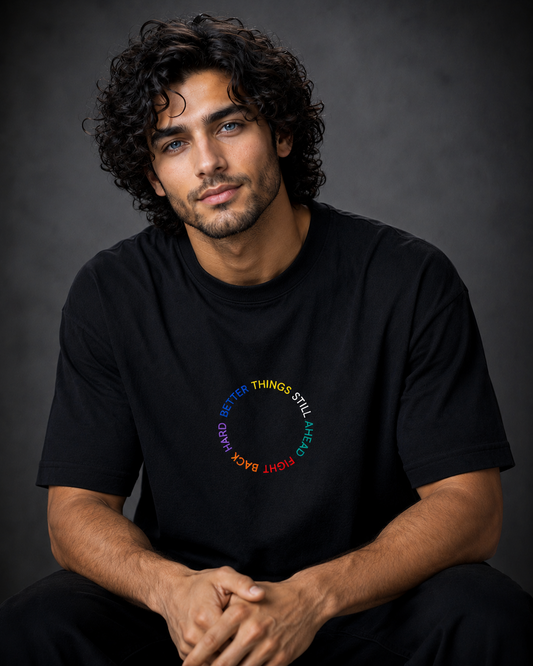 Fight Back-Oversized Drop Shoulder Streetwear-Black colour