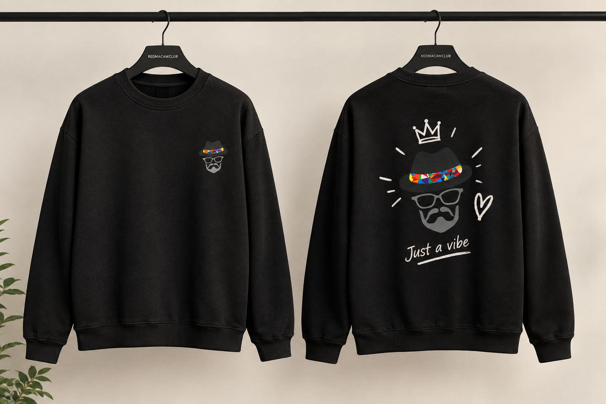 Just a Vibe Black Sweatshirt-300 GSM