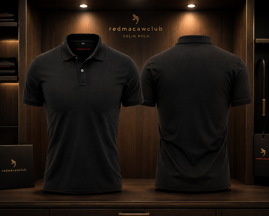 Solid Polo Tshirt-Black Colour-Light Weight Matty 220GSM